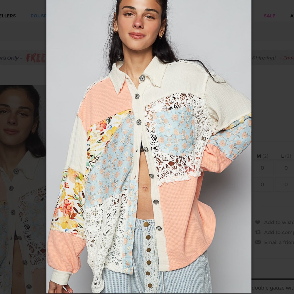 POL “ Marie 4 “ POL Double Gauze Top with Raw Edge Detail in Natural 78